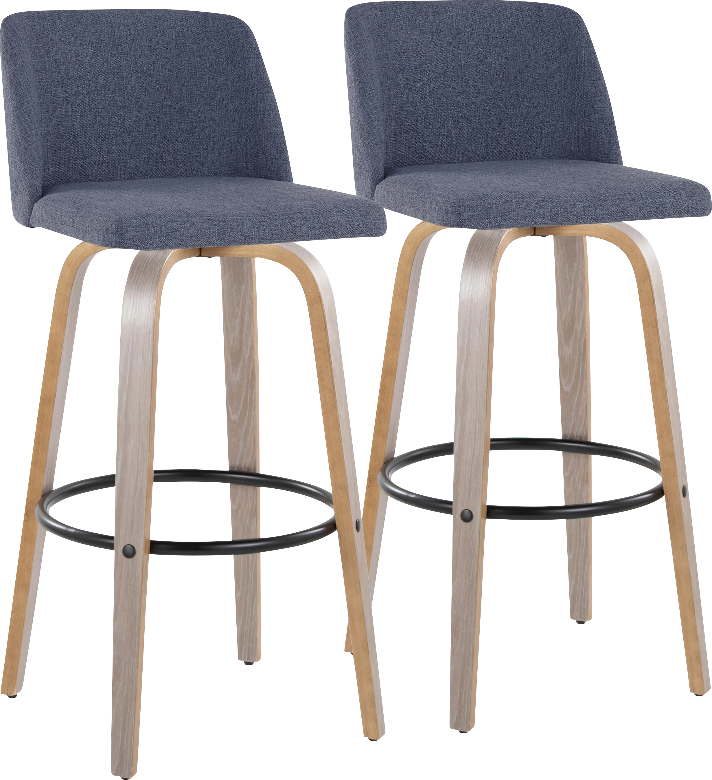 Wymering III Blue Swivel Barstool, Set of 2 - Thumbnail - Image 1