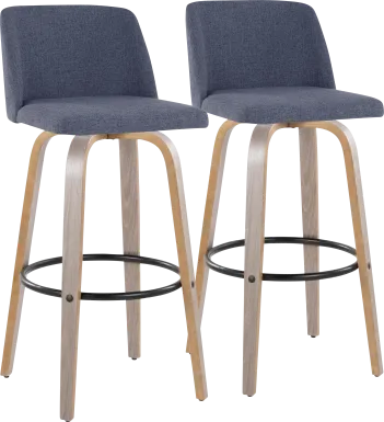 Wymering III Blue Swivel Barstool, Set of 2