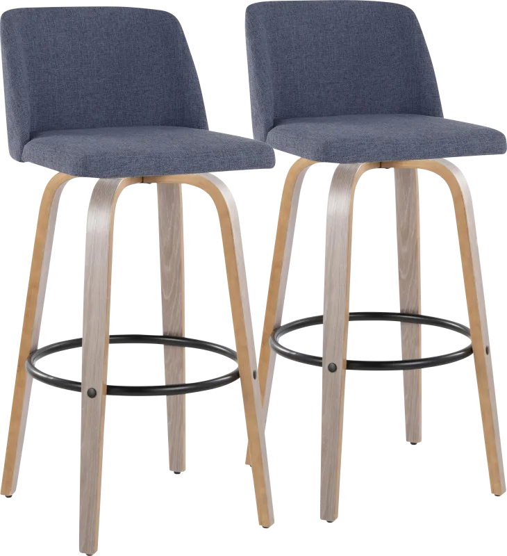 Wymering III Blue Swivel Barstool, Set of 2