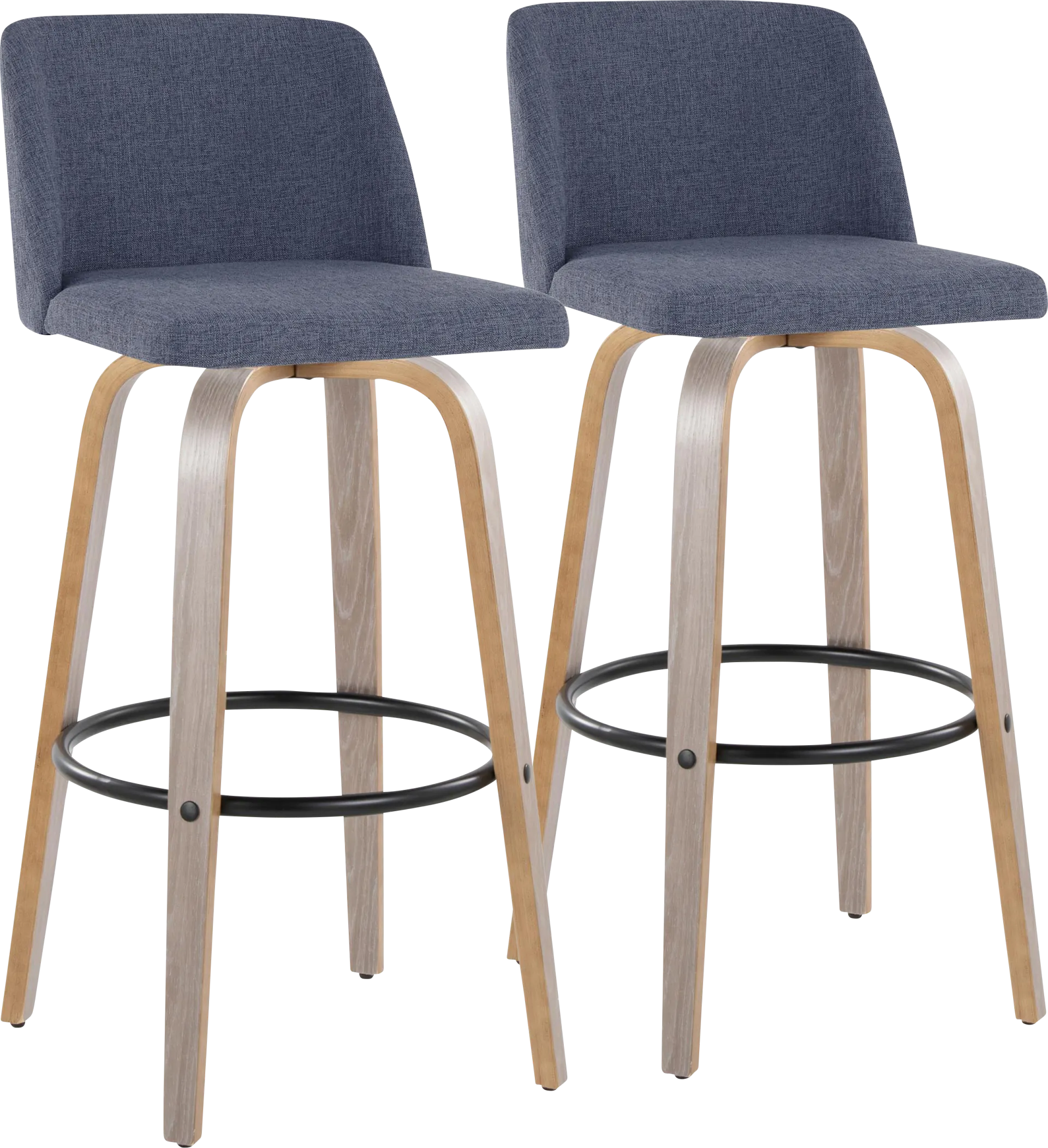 Wymering III Blue Swivel Barstool, Set of 2 - Image 1