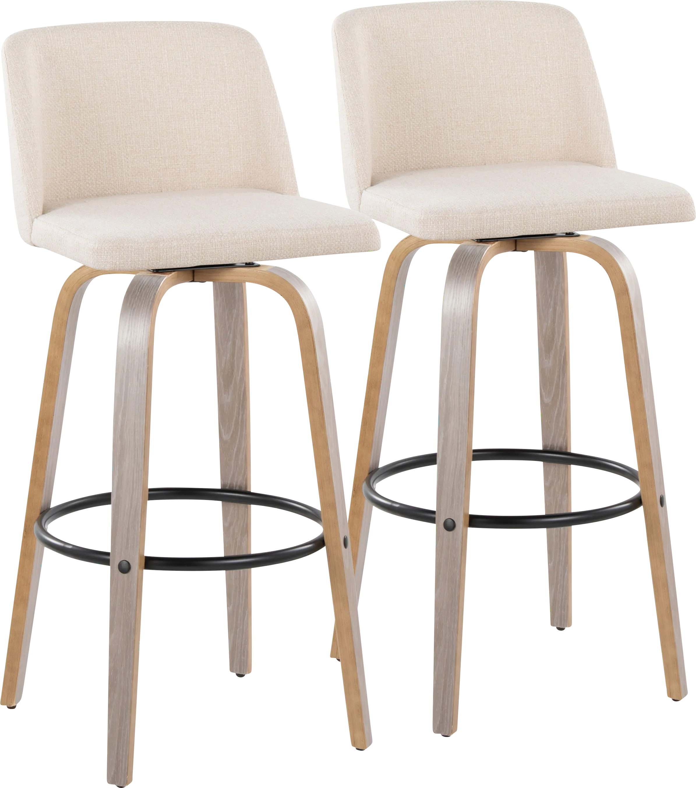 Wymering III Cream Swivel Barstool, Set of 2
