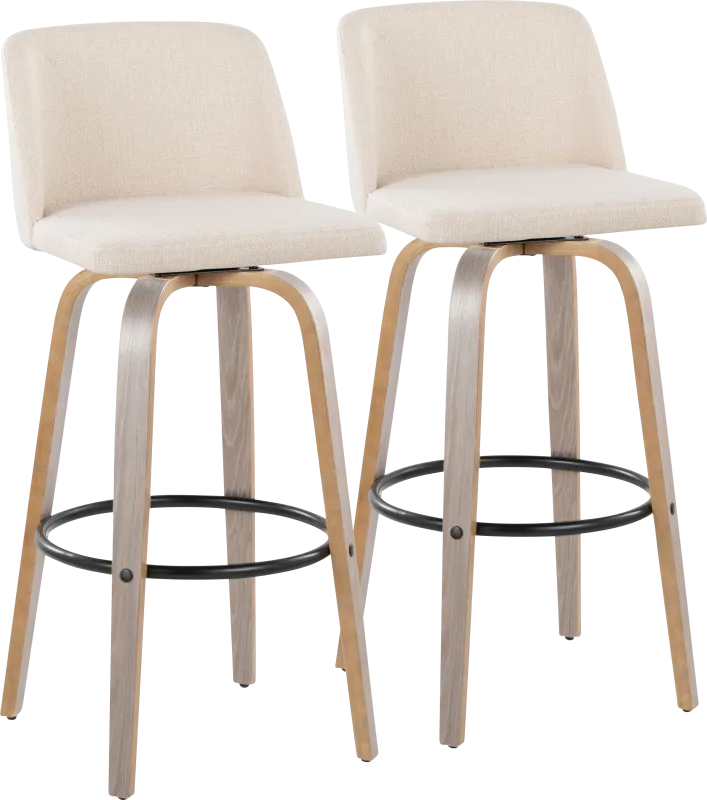 Wymering III Cream Swivel Barstool, Set of 2
