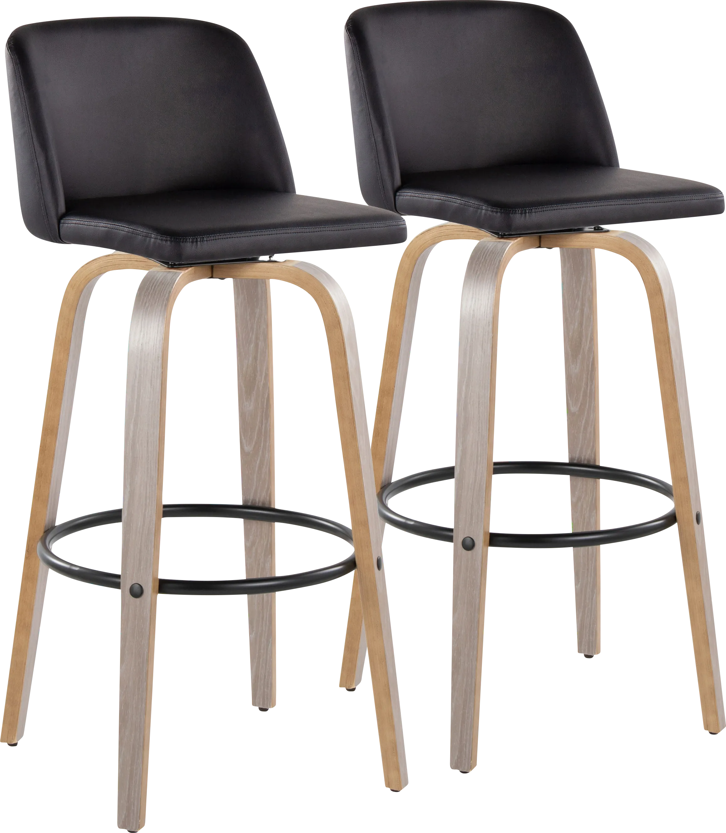 Wymering III Black Swivel Barstool, Set of 2 - Thumbnail - Image 1