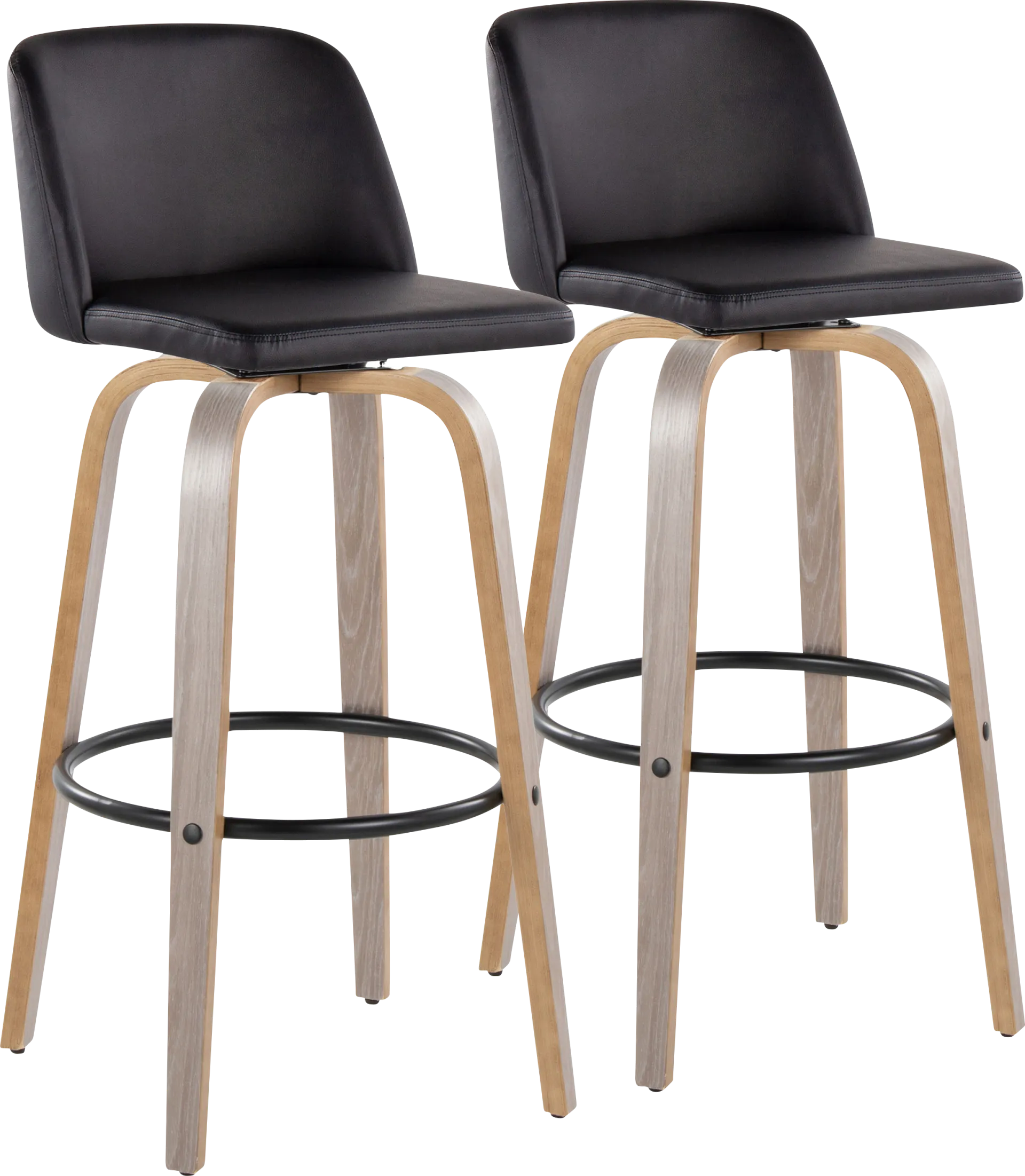 Wymering III Black Swivel Barstool, Set of 2 - Image 1