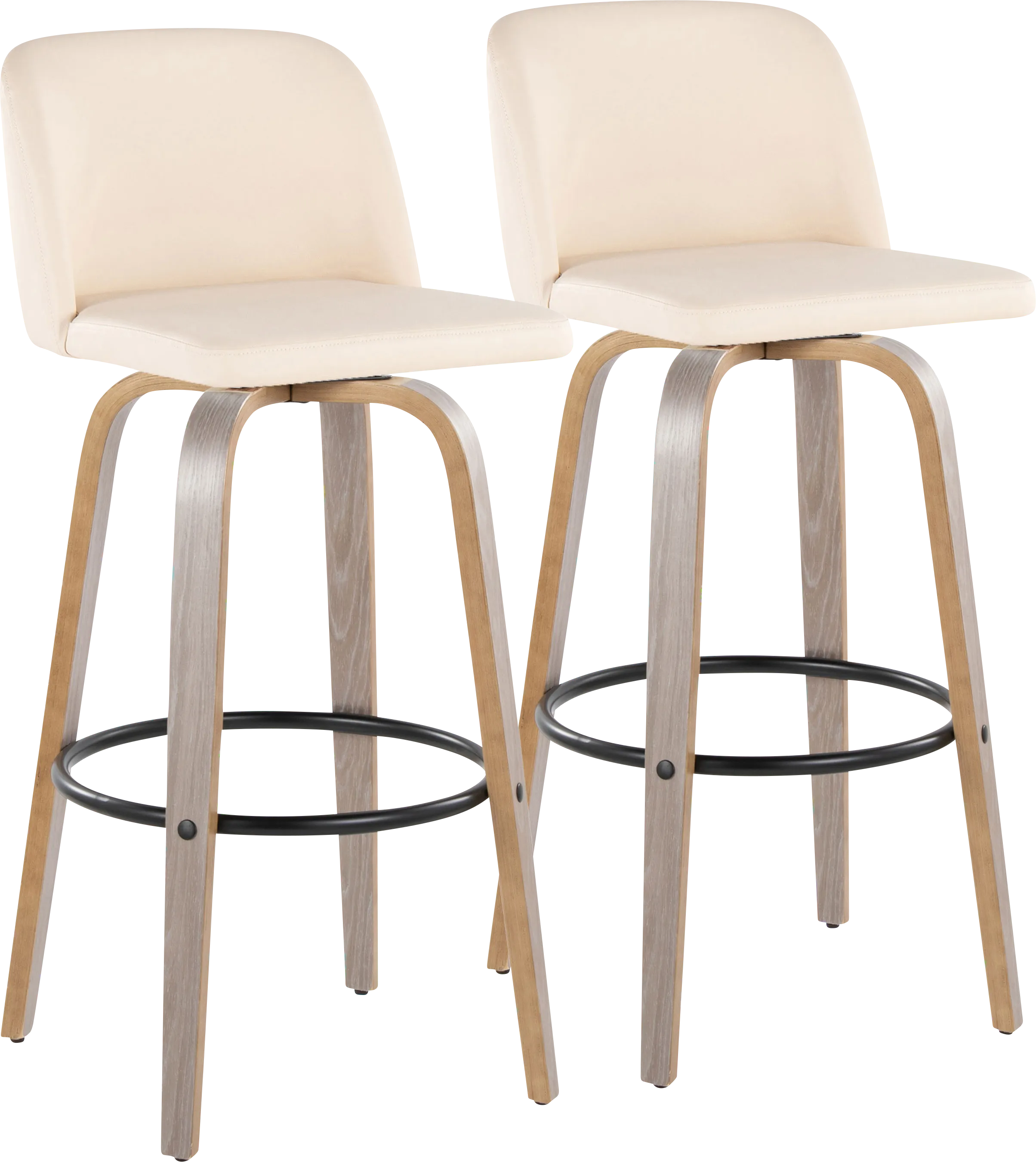 Wymering III Cream Polyurethane Swivel Barstool, Set of 2 - Thumbnail - Image 1
