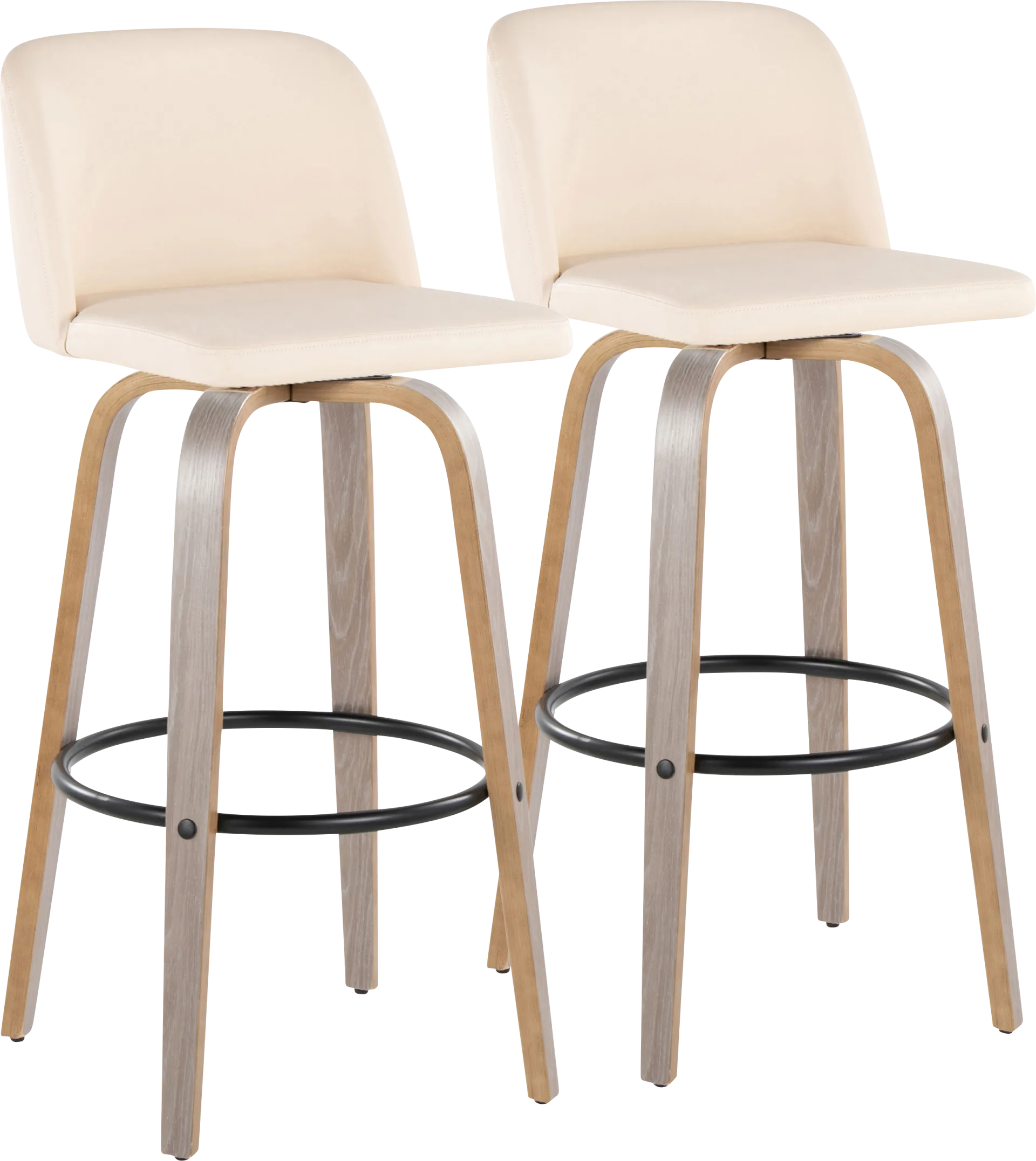 Wymering III Cream Polyurethane Swivel Barstool, Set of 2 - Image 1