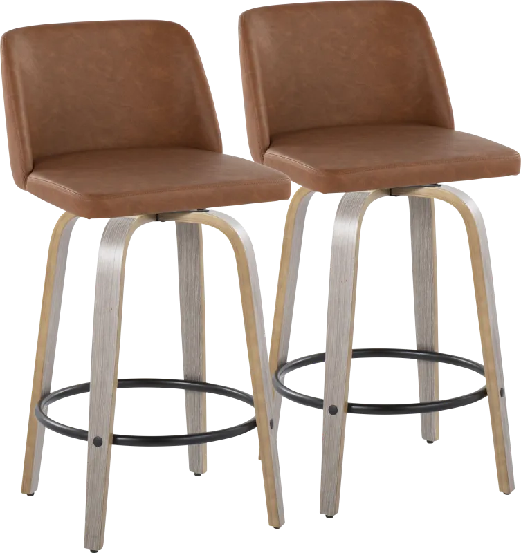 Wymering III Camel Swivel Counter Height Stool, Set of 2