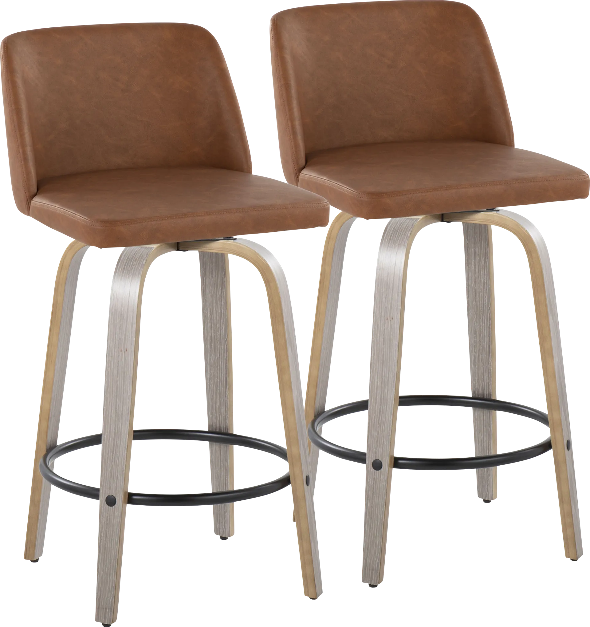 Wymering III Camel Swivel Counter Height Stool, Set of 2 - Image 1