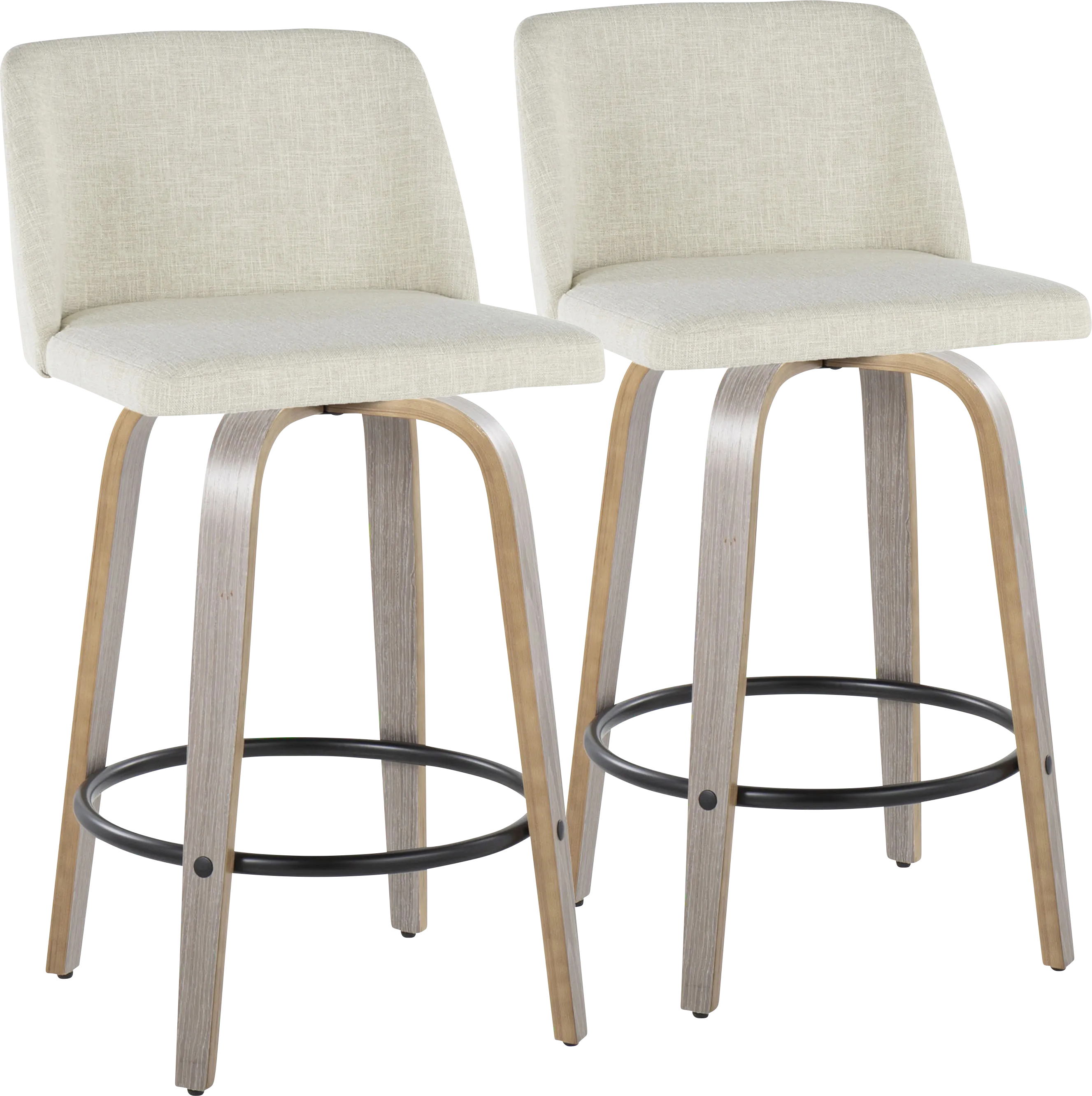 Wymering III Beige Swivel Counter Height Stool, Set of 2 - Thumbnail - Image 1