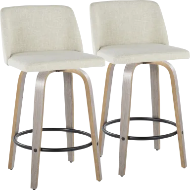Wymering III Beige Swivel Counter Height Stool, Set of 2