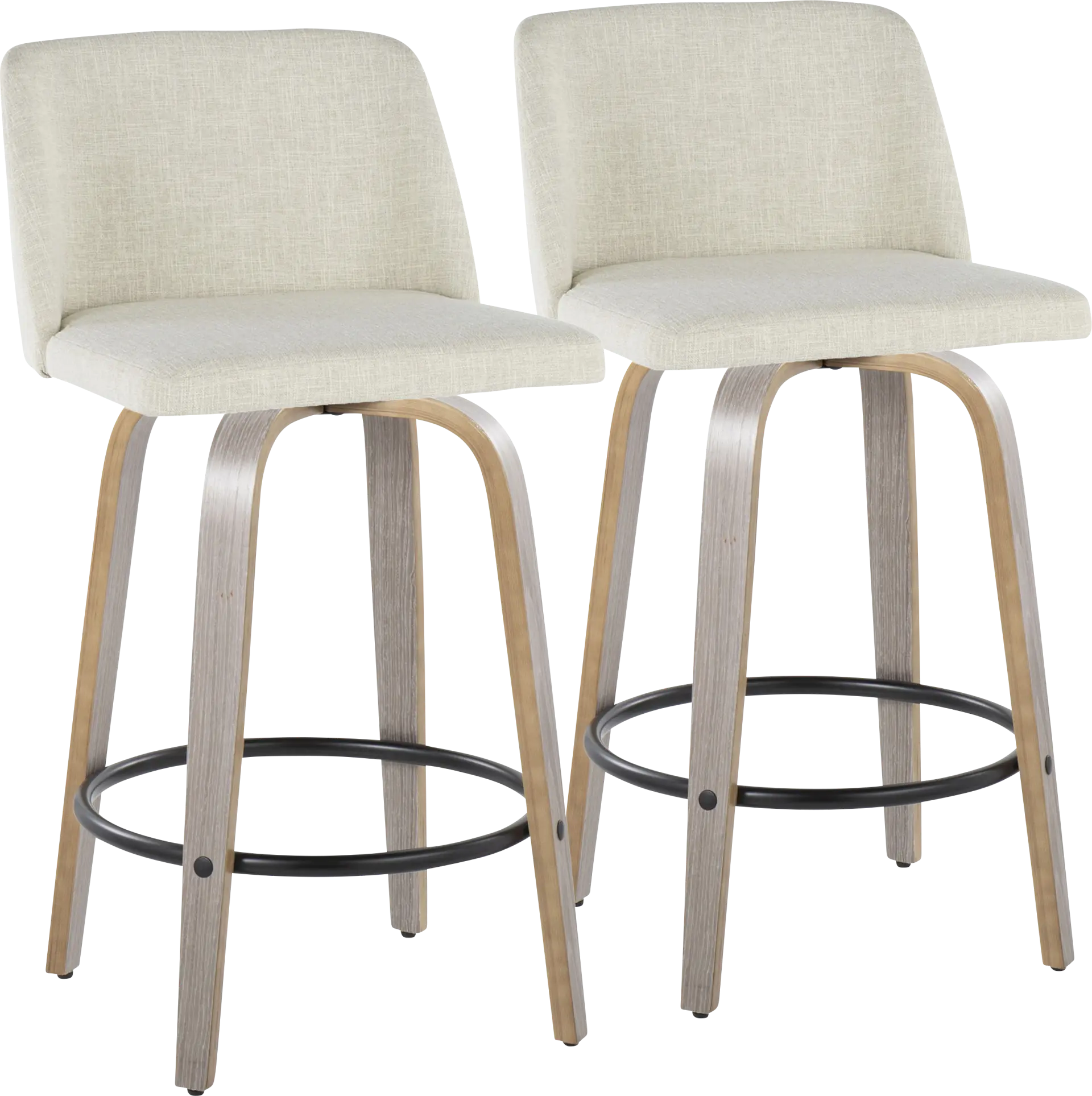 Wymering III Beige Swivel Counter Height Stool, Set of 2