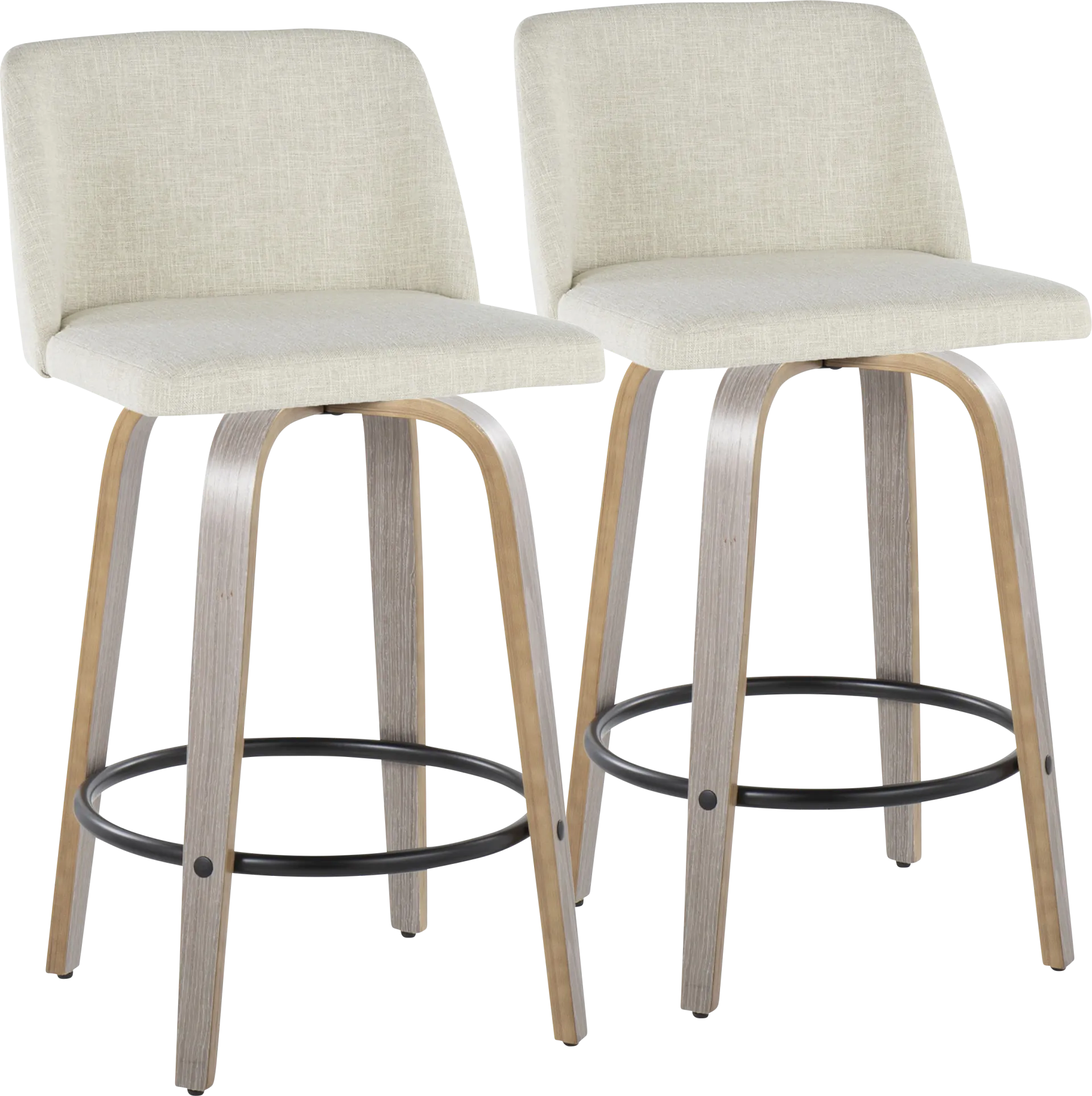 Wymering III Beige Swivel Counter Height Stool, Set of 2 - Image 1