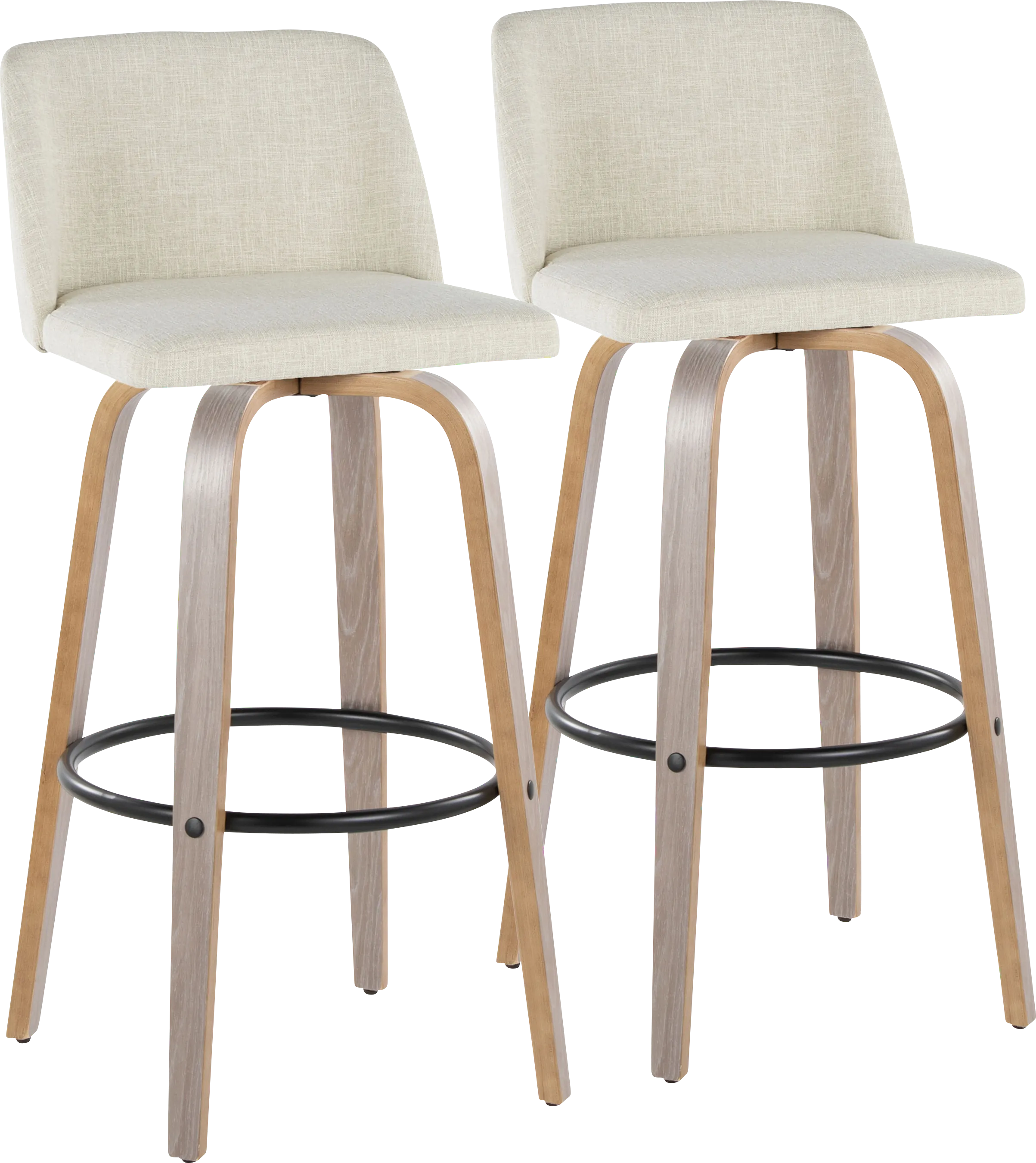 Wymering III Beige Swivel Barstool, Set of 2