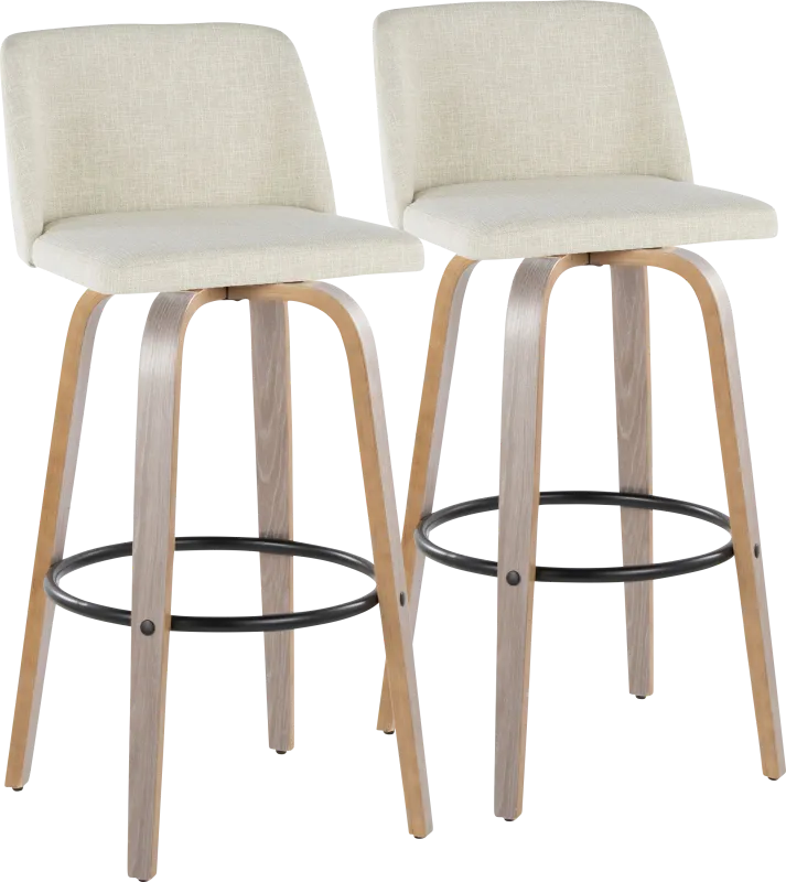 Wymering III Beige Swivel Barstool, Set of 2