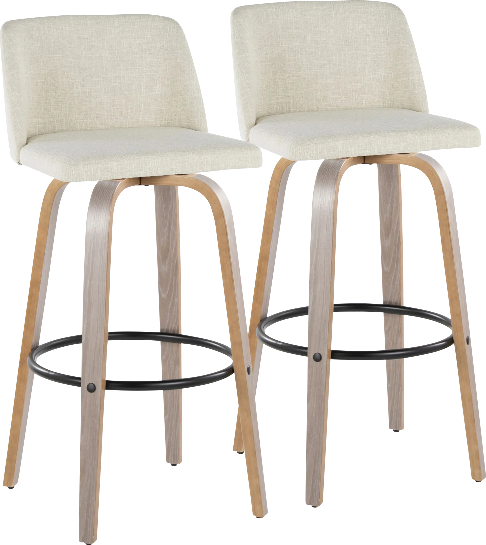 Wymering III Beige Swivel Barstool, Set of 2