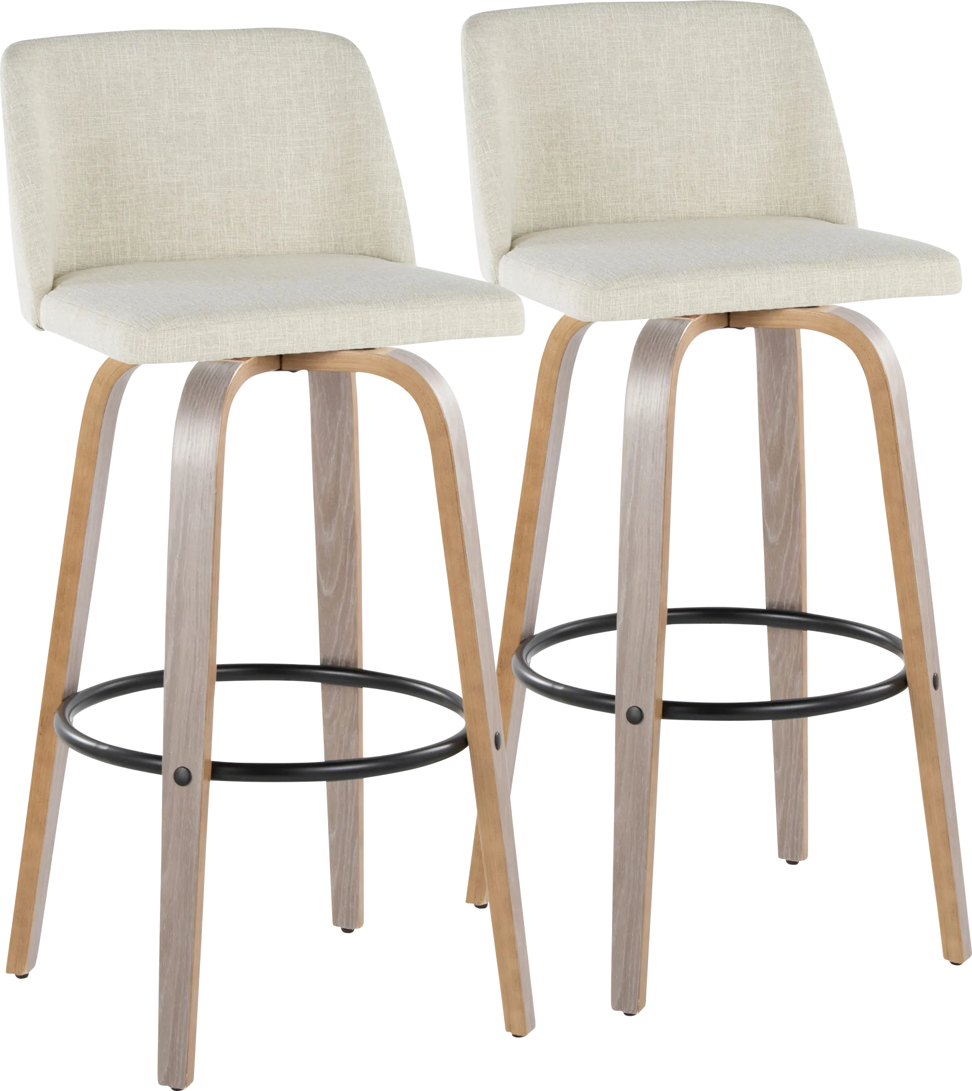 Wymering III Beige Swivel Barstool, Set of 2 - Image 1
