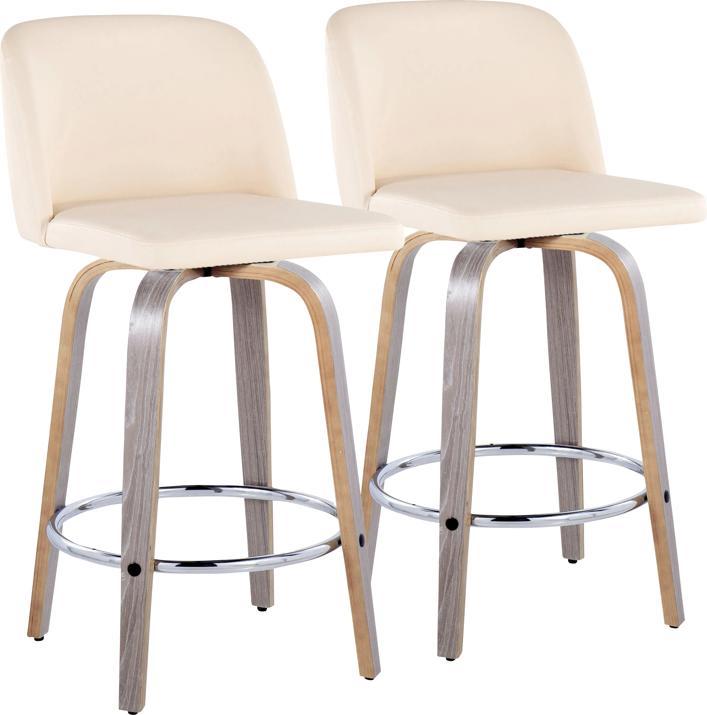 Wymering IV Cream Polyurethane Swivel Counter Height Stool, Set of 2 - Thumbnail - Image 1