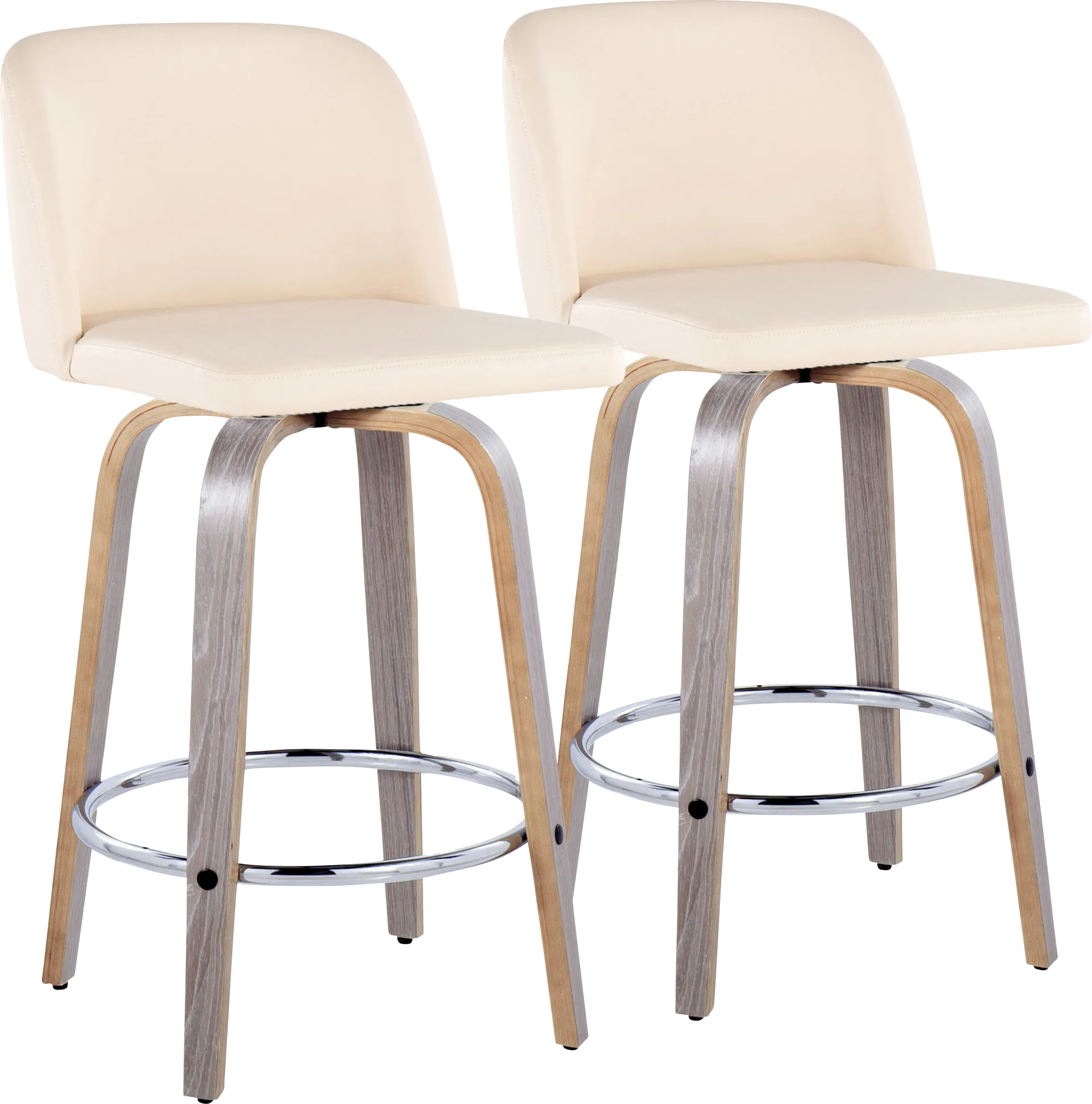 Wymering IV Cream Polyurethane Swivel Counter Height Stool, Set of 2 - Image 1