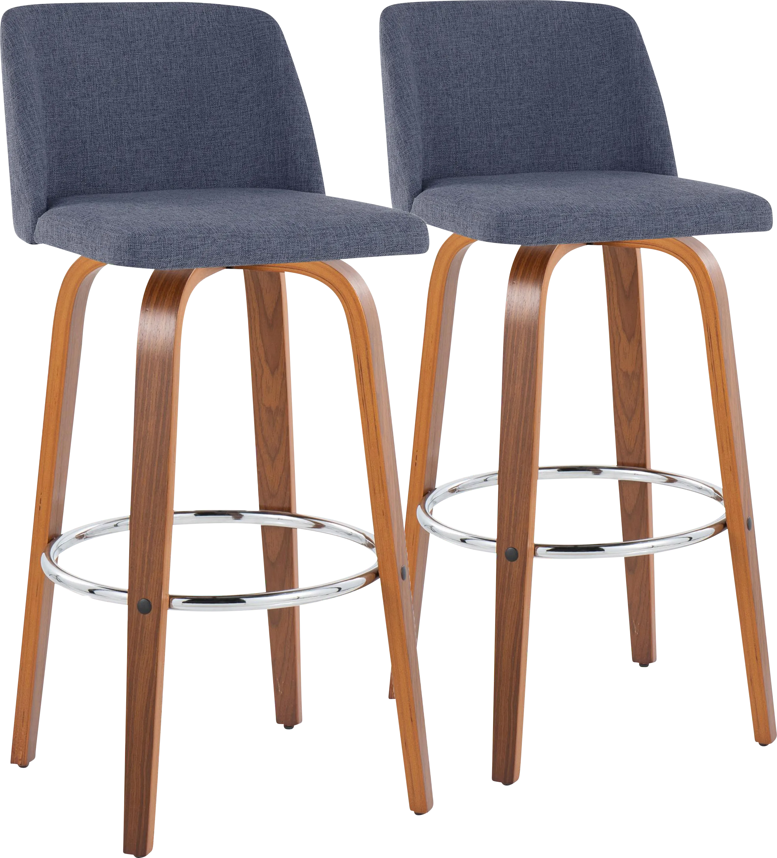 Wymering VI Blue Swivel Barstool, Set of 2 - Thumbnail - Image 1