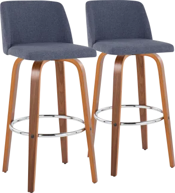 Wymering VI Blue Swivel Barstool, Set of 2