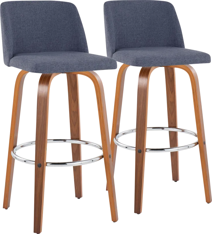 Wymering VI Blue Swivel Barstool, Set of 2