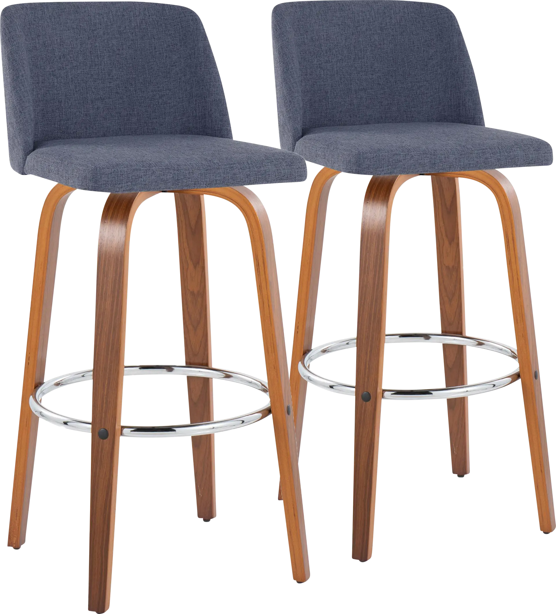 Wymering VI Blue Swivel Barstool, Set of 2