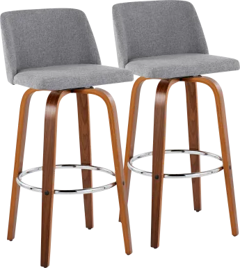 Wymering VI Light Gray Swivel Barstool, Set of 2