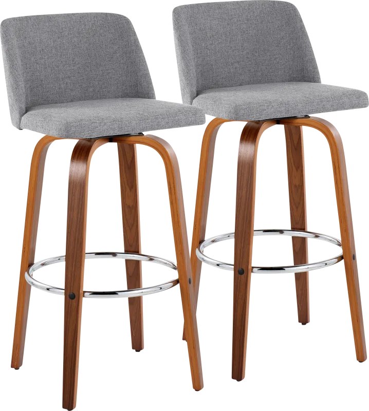 Wymering VI Light Gray Swivel Barstool, Set of 2