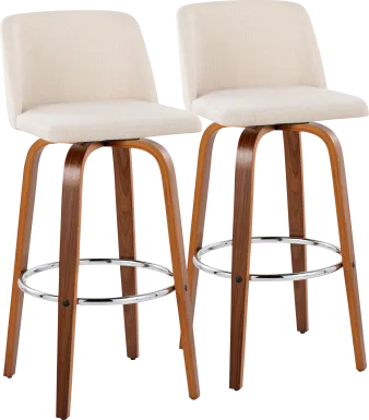 Wymering VI Cream Swivel Barstool, Set of 2