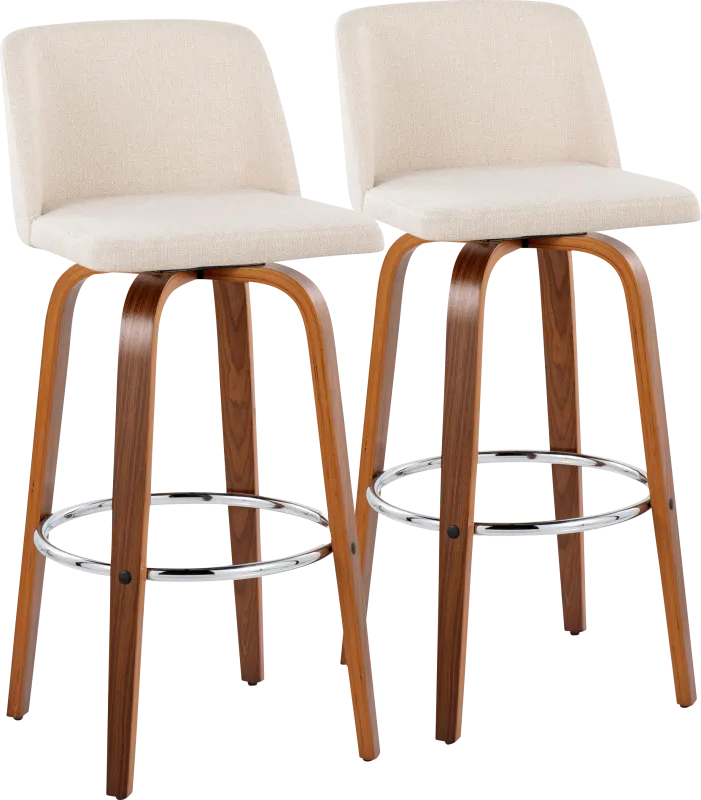 Wymering VI Cream Swivel Barstool, Set of 2