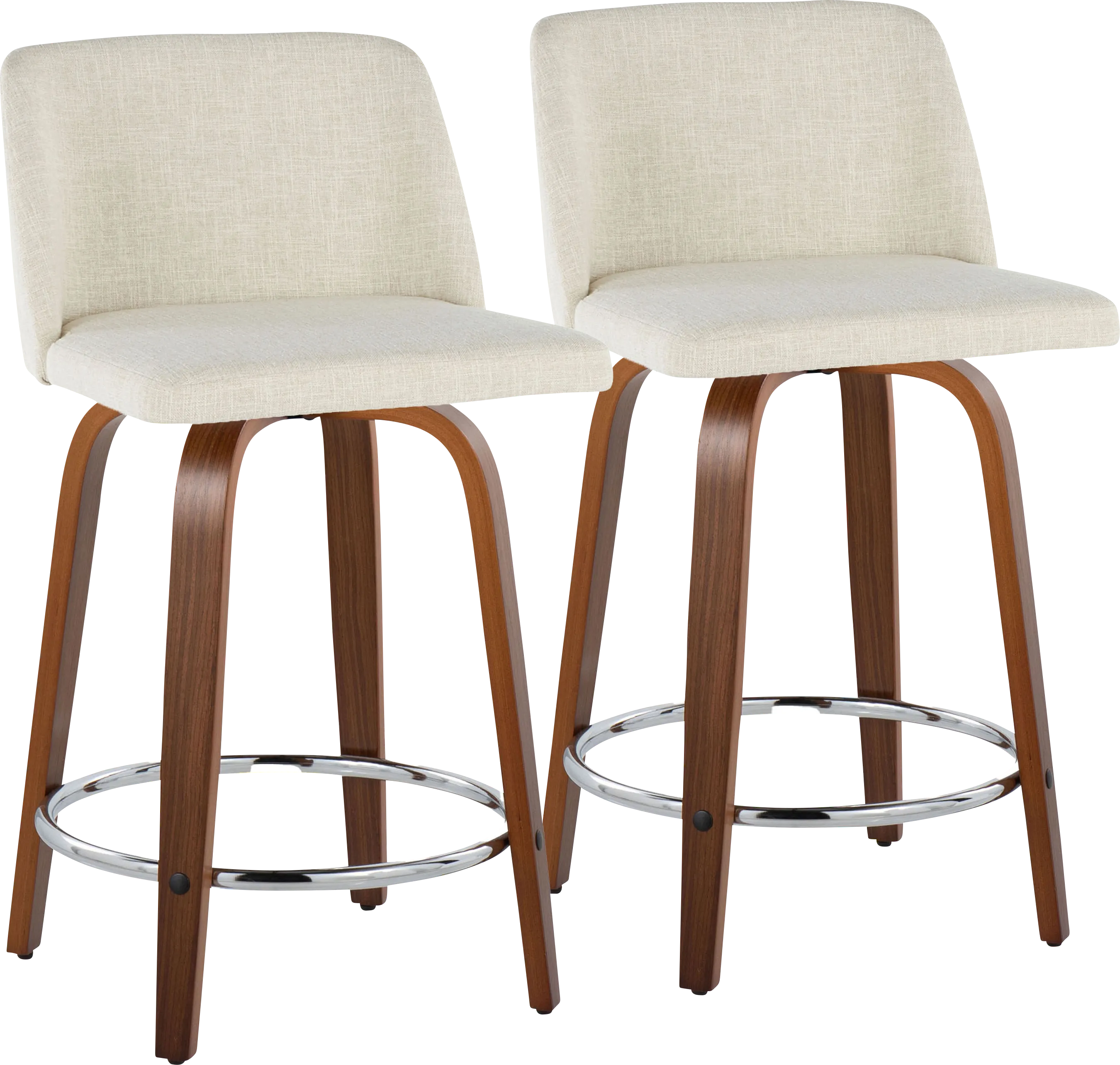 Wymering VI Beige Swivel Counter Height Stool, Set of 2 - Thumbnail - Image 1