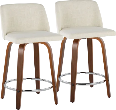Wymering VI Beige Swivel Counter Height Stool, Set of 2
