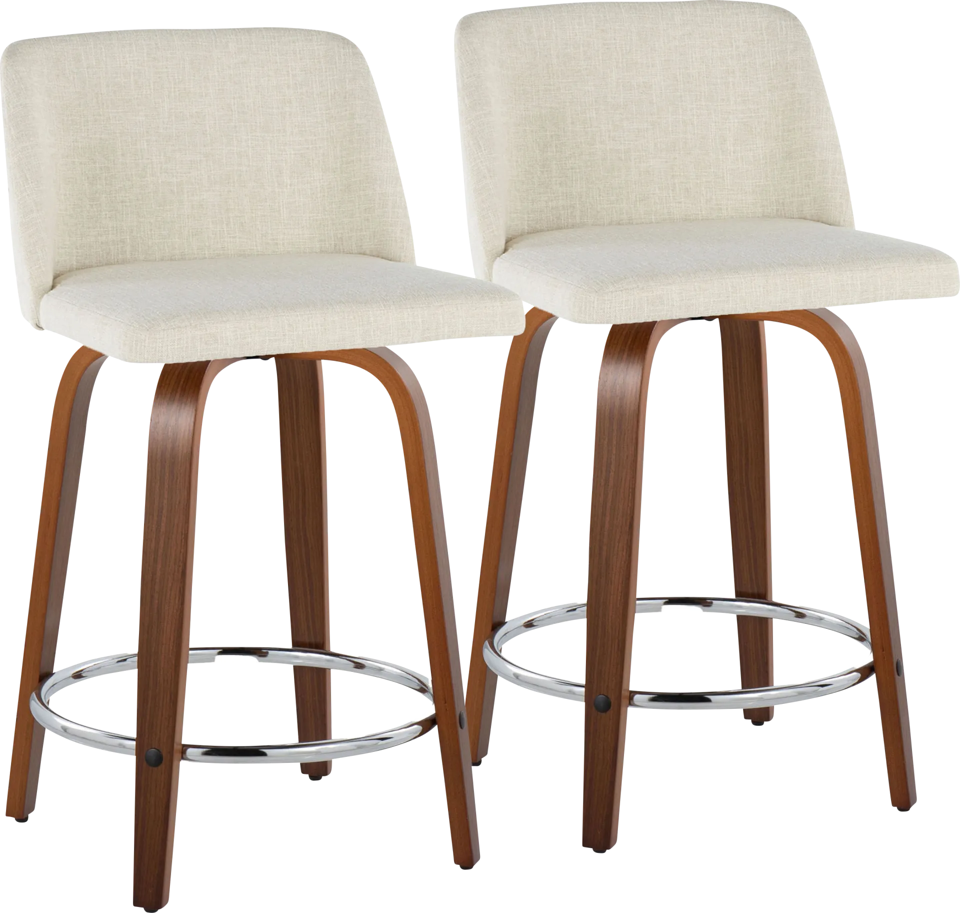 Wymering VI Beige Swivel Counter Height Stool, Set of 2 - Image 1