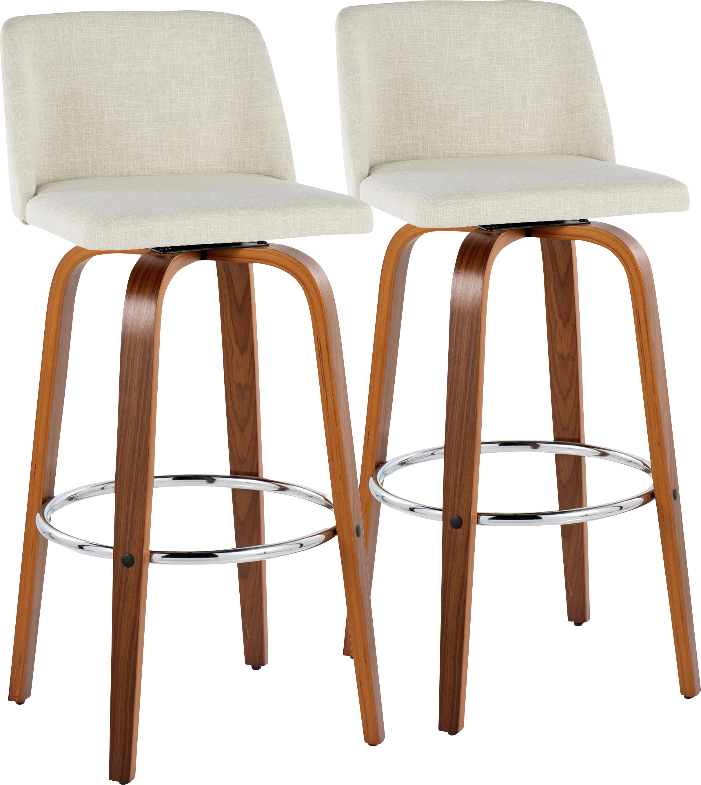 Wymering VI Beige Swivel Barstool, Set of 2 - Thumbnail - Image 1