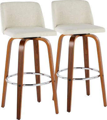 Wymering VI Beige Swivel Barstool, Set of 2