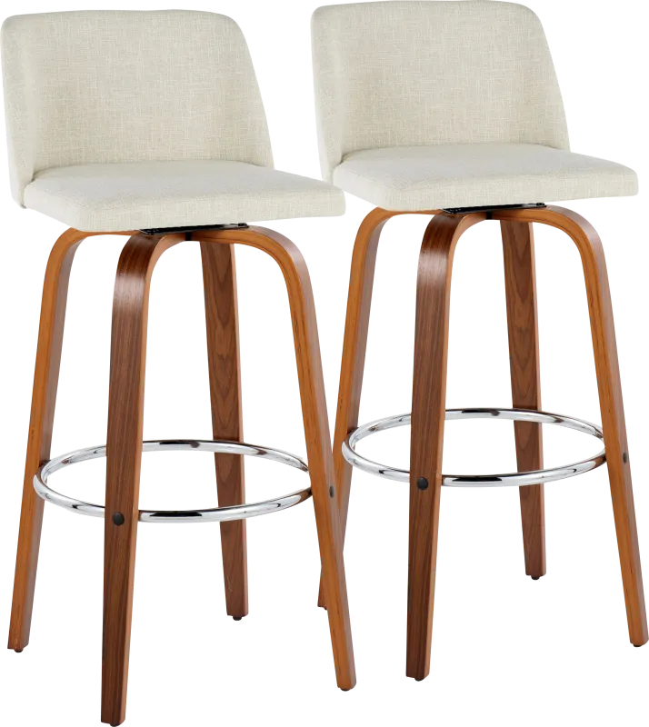 Wymering VI Beige Swivel Barstool, Set of 2