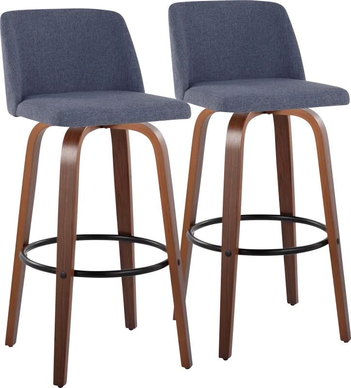 Wymering V Blue Swivel Barstool, Set of 2