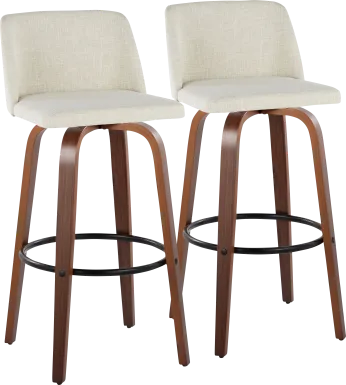 Wymering V Cream Swivel Barstool, Set of 2