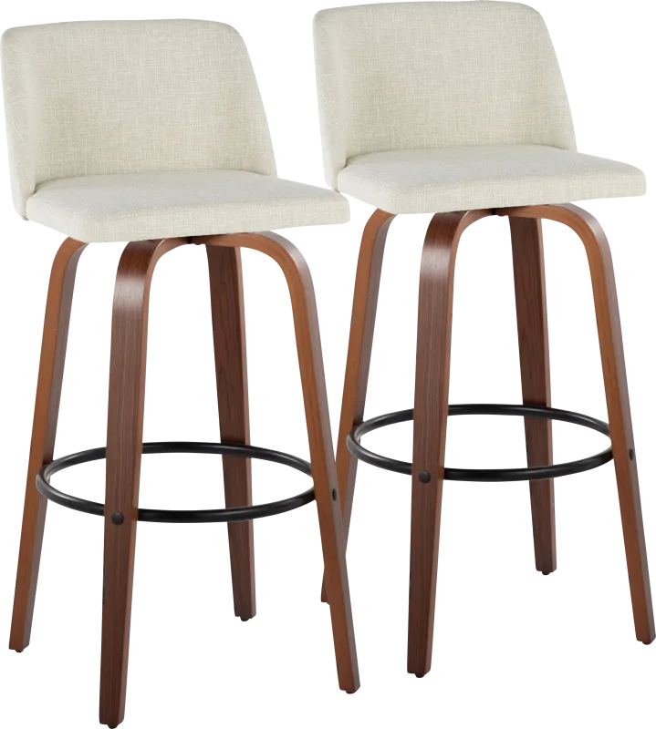 Wymering V Cream Swivel Barstool, Set of 2