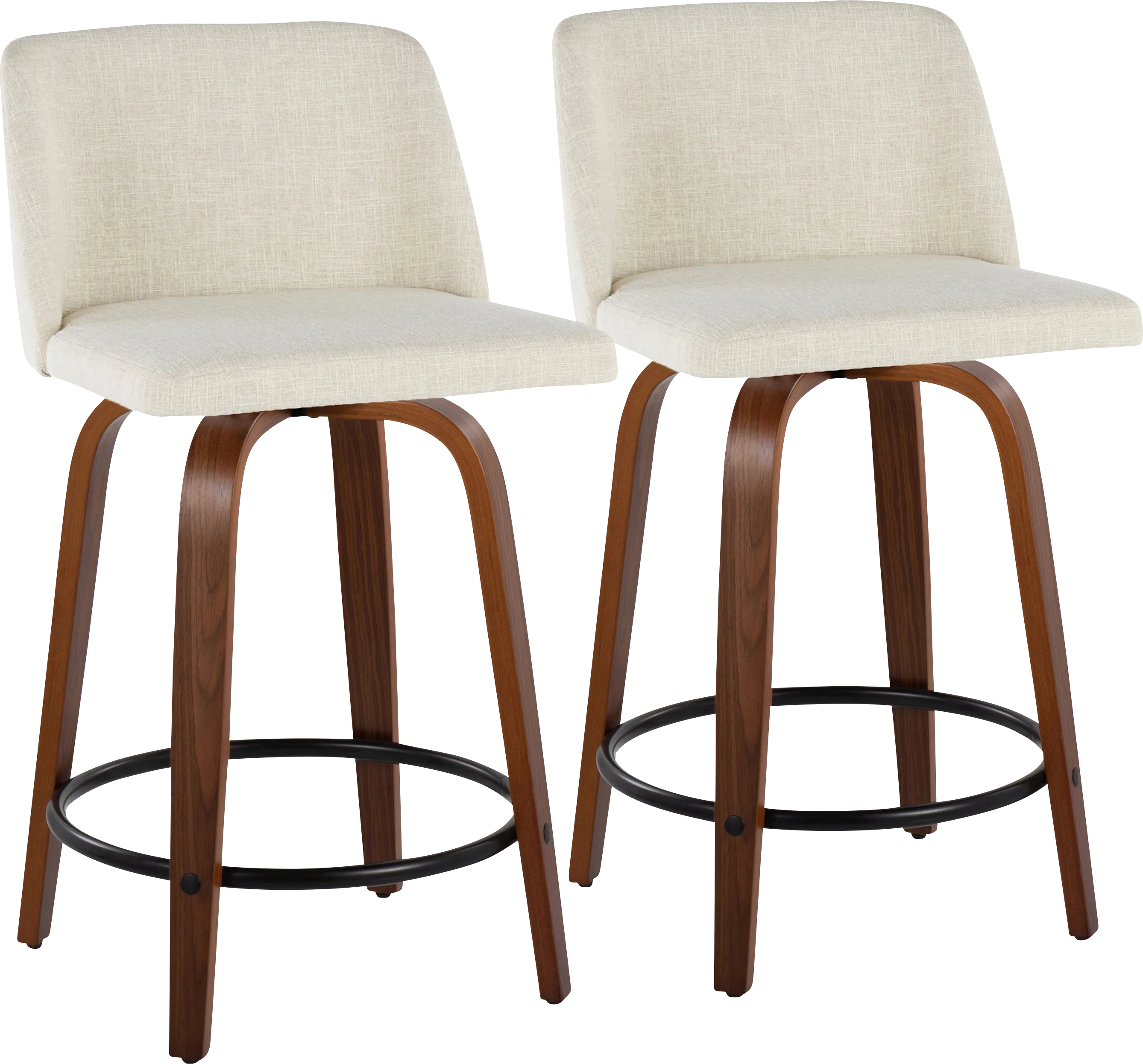 Wymering V Cream Swivel Counter Height Stool, Set of 2