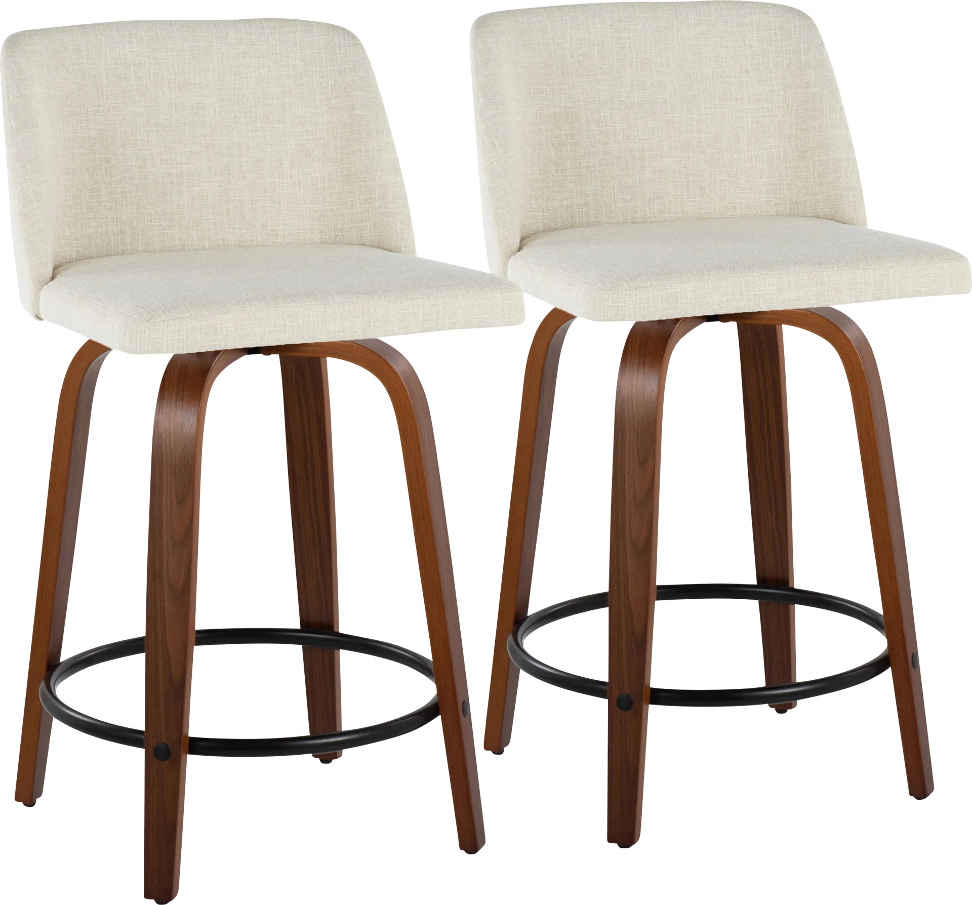 Wymering V Cream Swivel Counter Height Stool, Set of 2 - Image 1