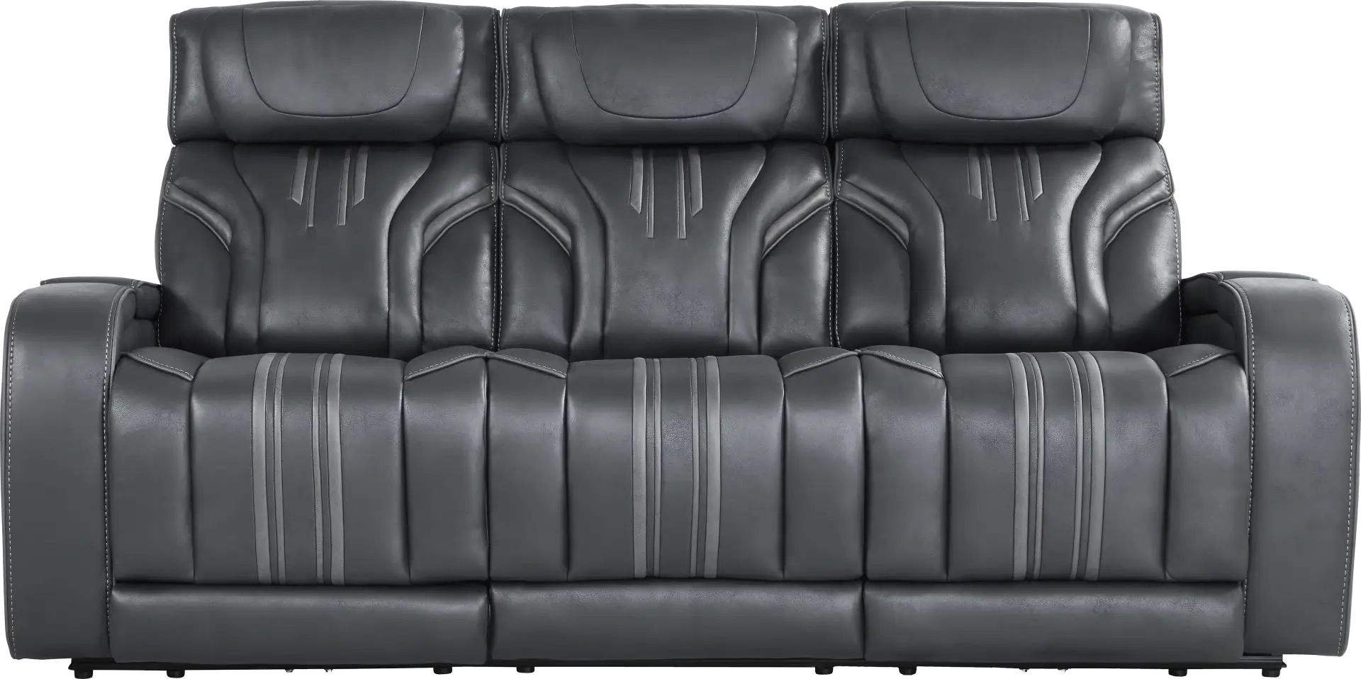 Southlake Navy Blue Microfiber Triple Power Reclining Sofa | Rooms