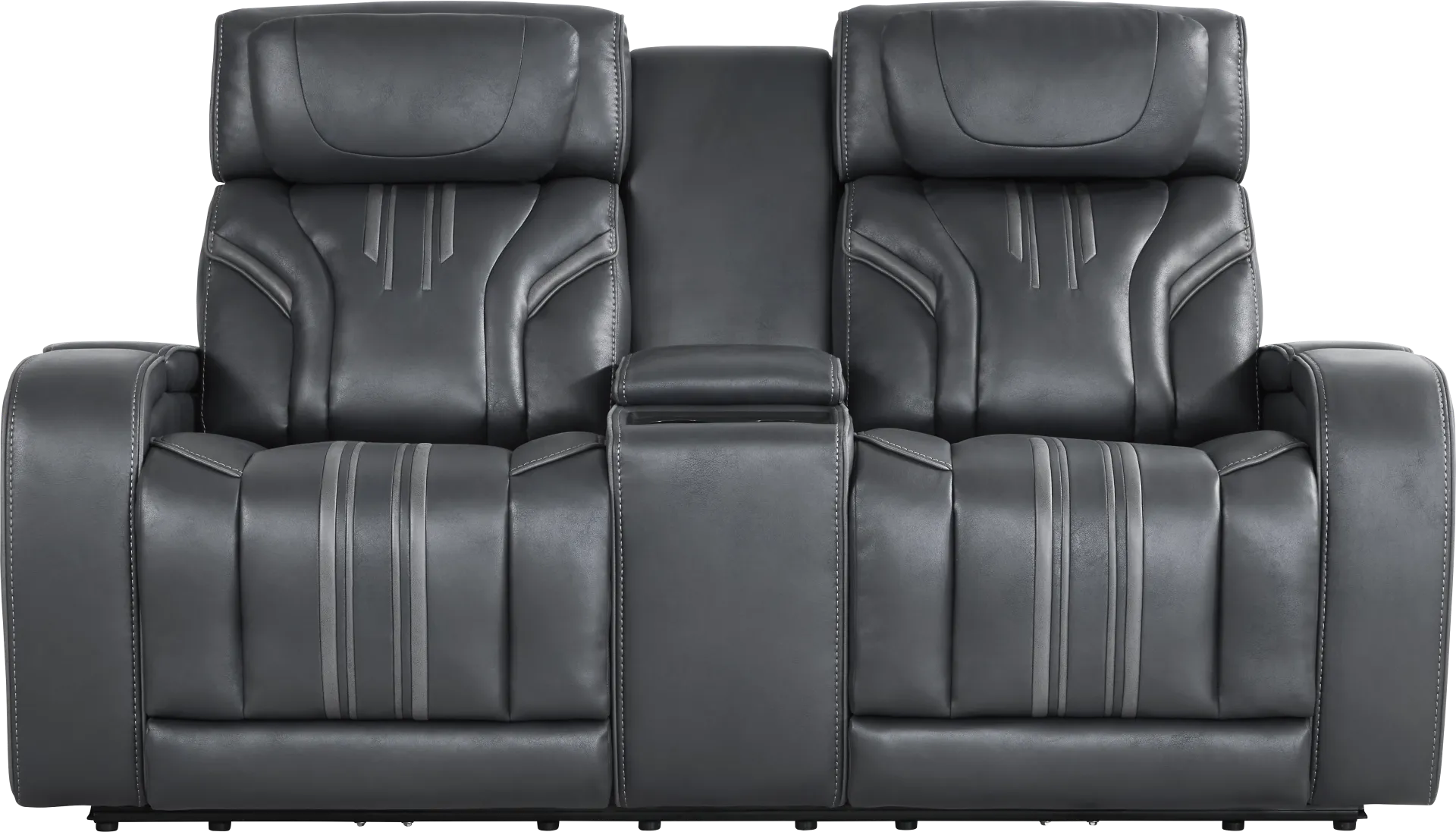 Southlake Navy Triple Power Reclining Console Loveseat with Audio - Image 2