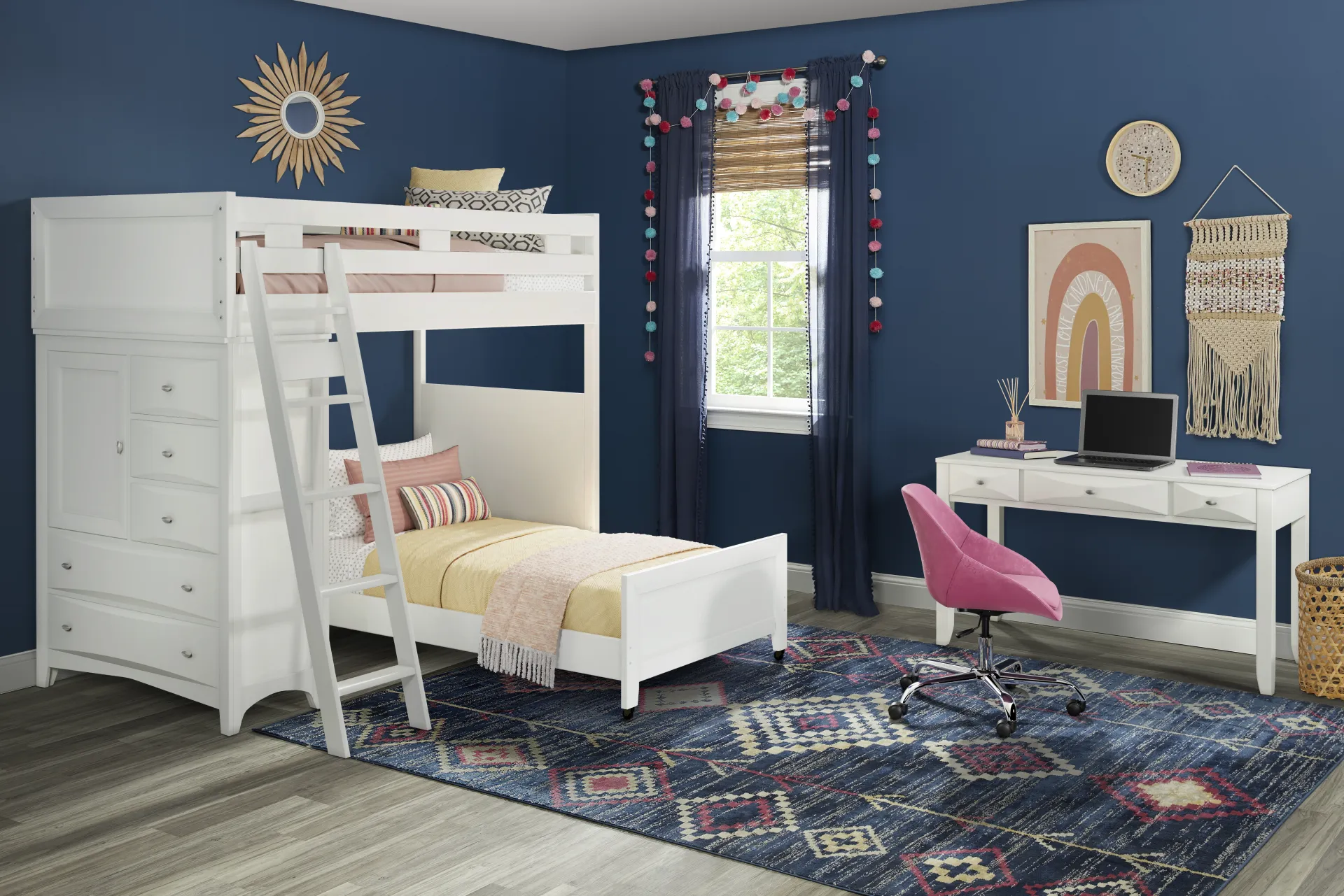 Ivy League 2.0 White Twin/Twin Loft with Chest - Image 1