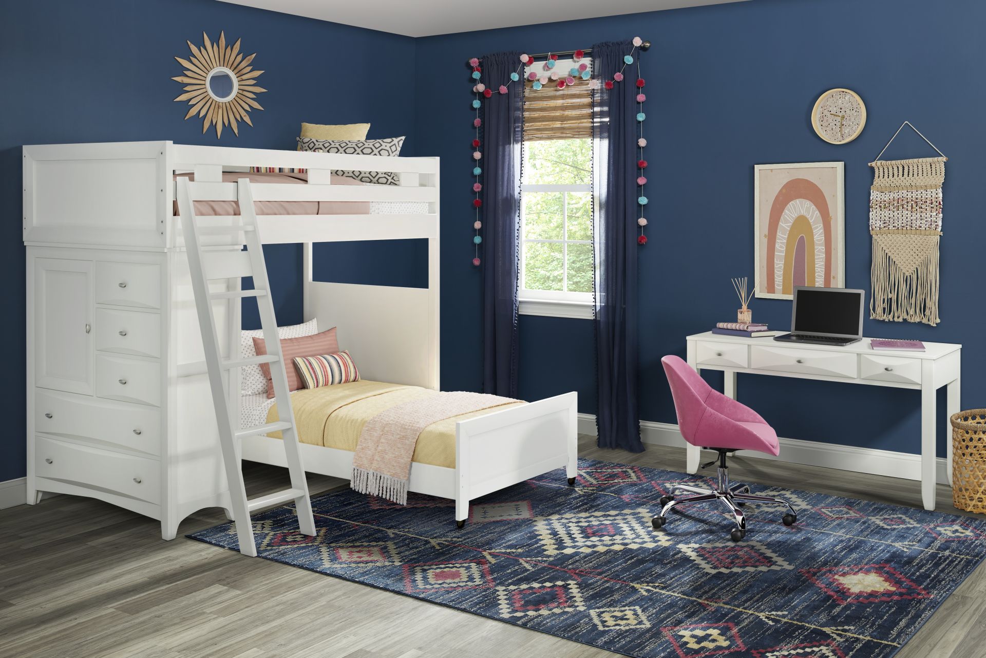 Ivy League 2.0 White Twin/Twin Loft with Chest - Image 2