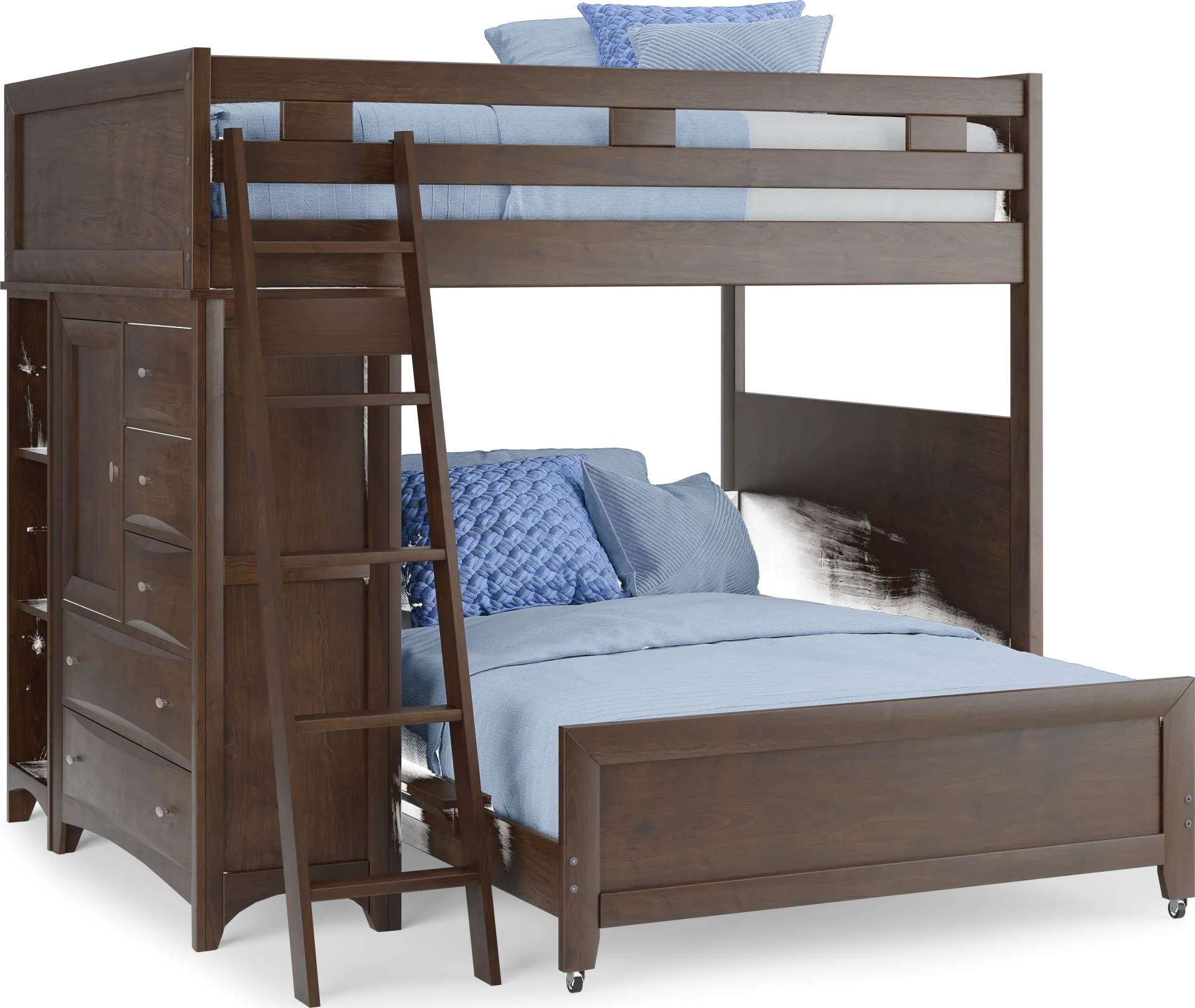 Ivy League 2.0 Walnut Full/Full Loft with Chest and Bookcase - Image 1