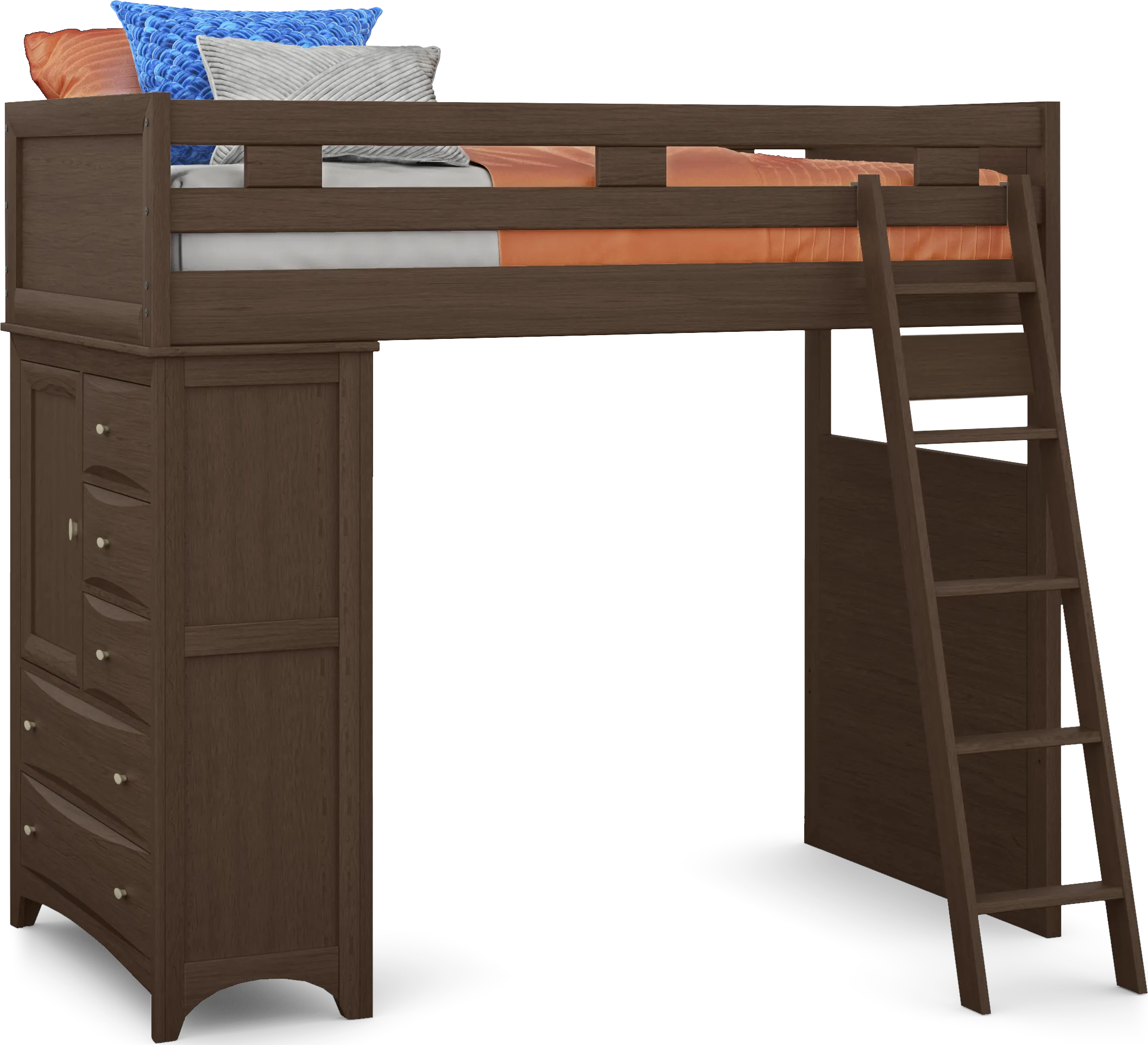 Ivy League 2.0 Walnut Twin Loft Bed with Chest - Thumbnail - Image 1