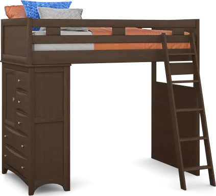 Ivy League 2.0 Walnut Twin Loft Bed with Chest