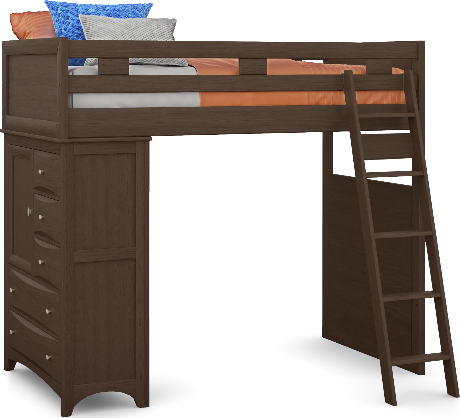 Ivy League 2.0 Walnut Twin Loft Bed with Chest - Image 1