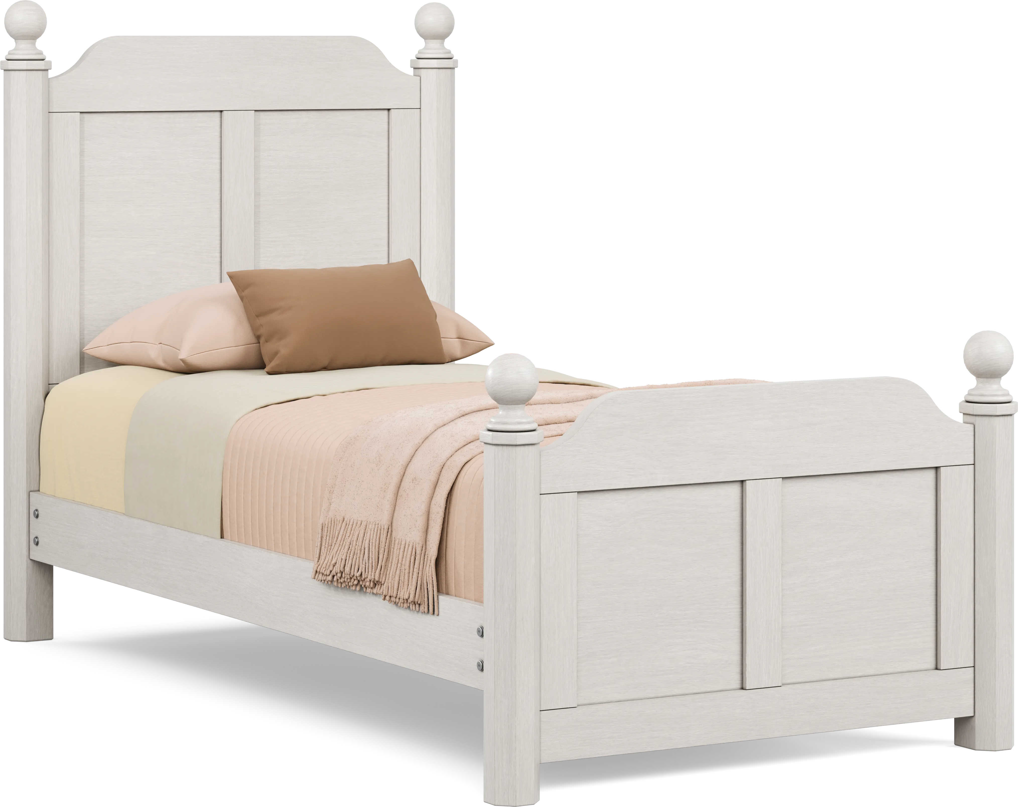 Kids South Bend Washed White Twin Poster Bed - Thumbnail - Image 1